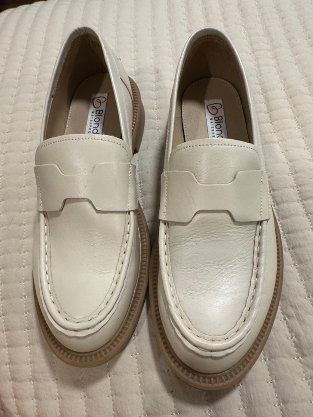 Blondo Cream Leather Penny Loafers - Women's Slip-On Flats